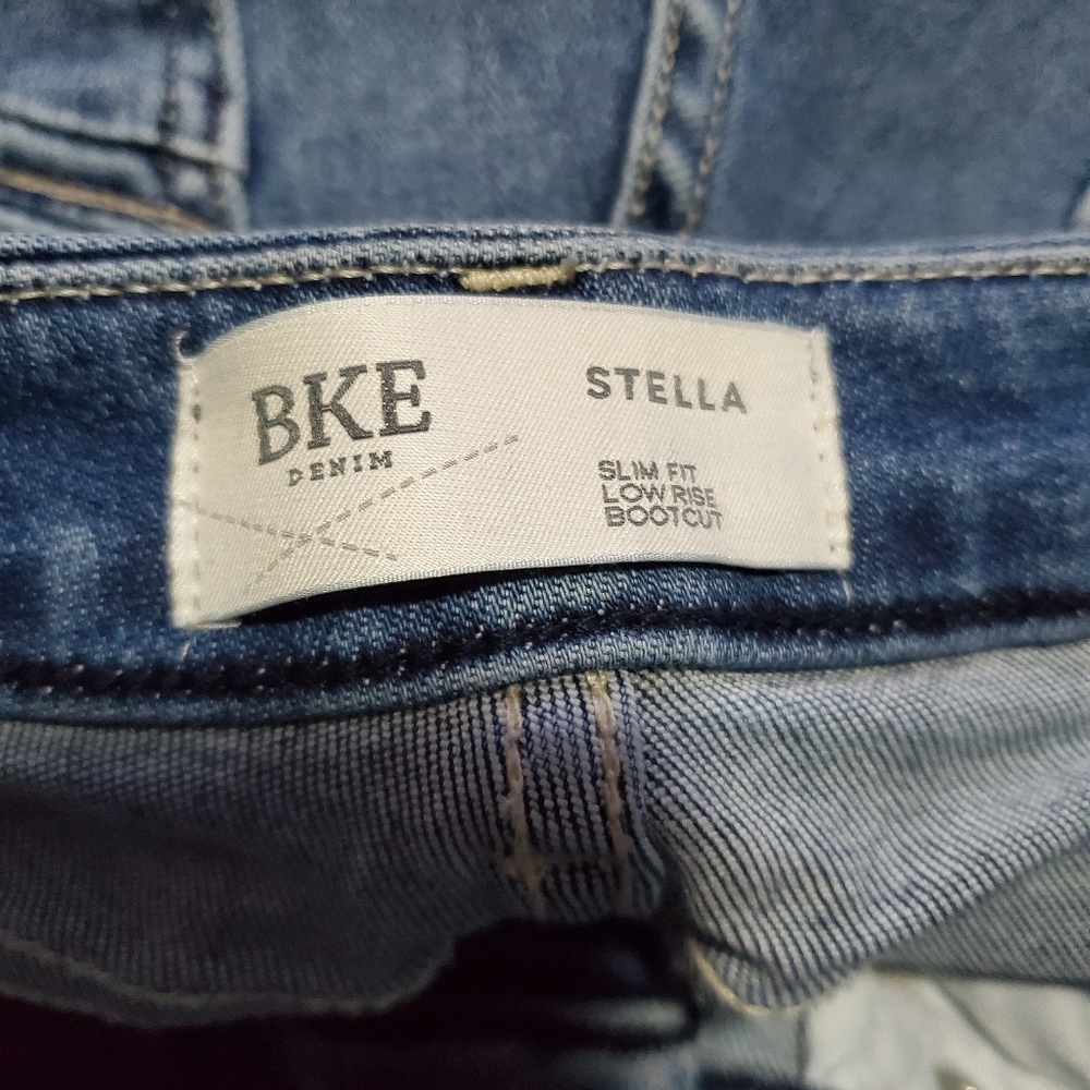 BKE Light Blue Distressed Straight Leg Jeans slim Fit Bootcut - Picture 3 of 3